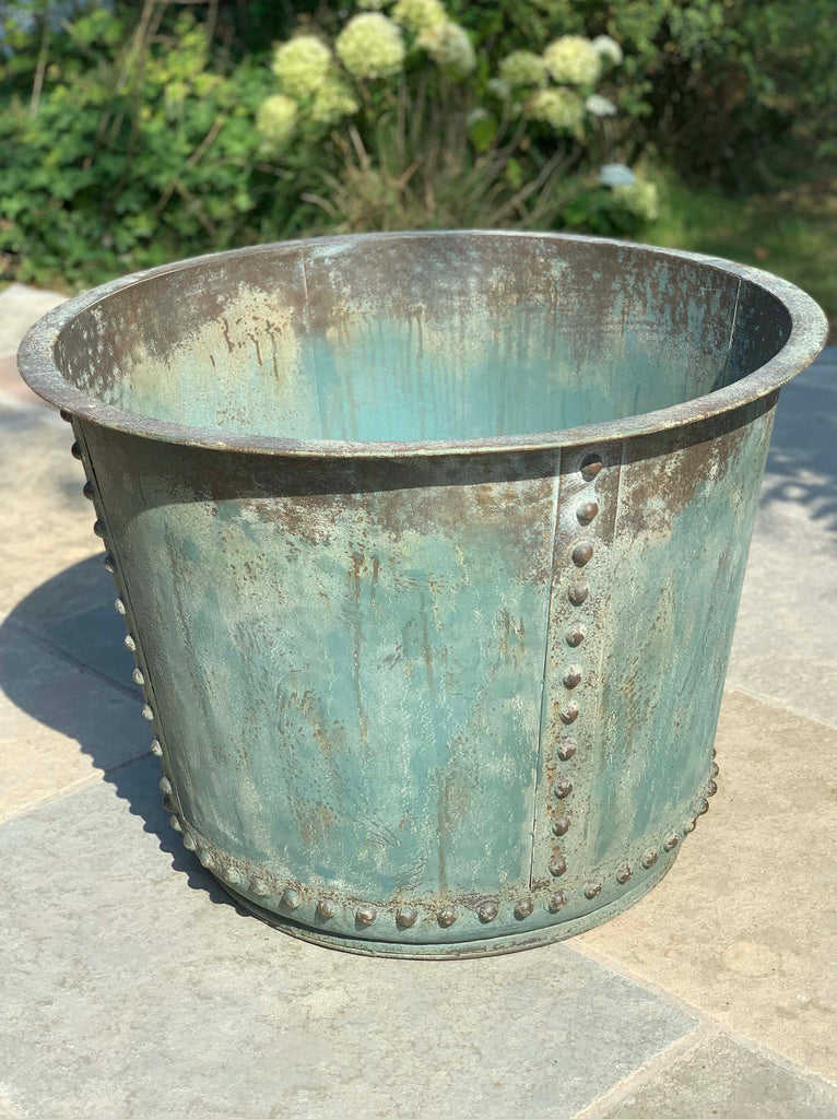 X. Large Verdigris planter for outside
